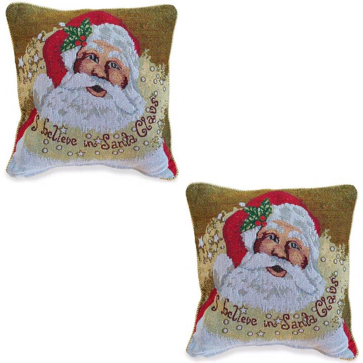 Set of 2 Believe in Santa Christmas Cushion Throw Pillow Covers for wholesale by BestPysanky