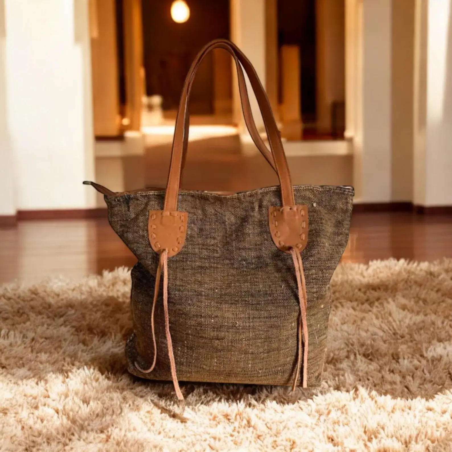 High crafty – wholesale Tote bag – Women's – Moroccan Cactus Silk Tote – Handmade Oversized Tote3