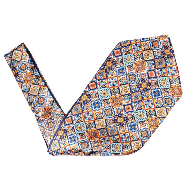 Graffeo Cravatte - Wholesale Necktie – Men’s - Sicilian Ascot Multicolor Majolica Print Satin AS2222