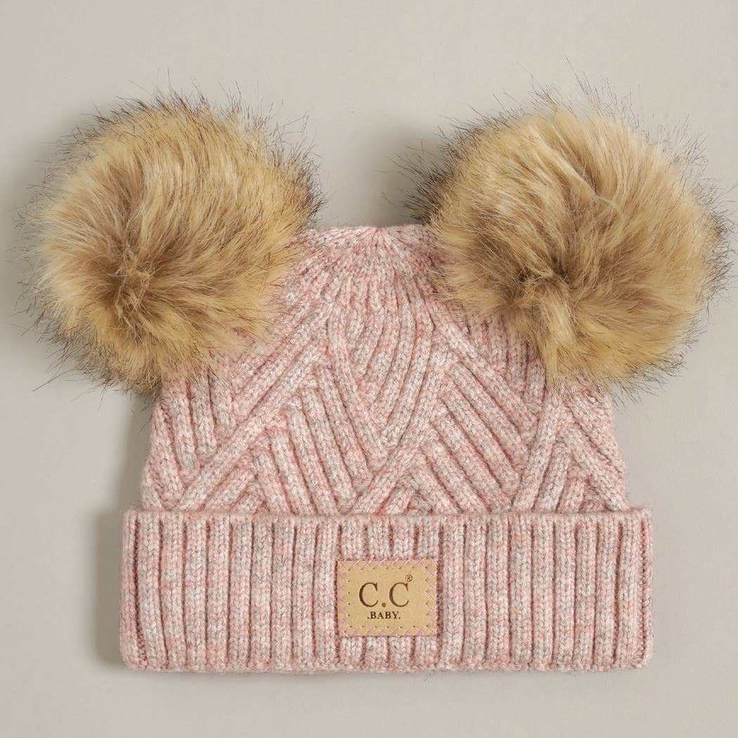 Fashion City - Wholesale Beanie - Kids - Baby Criss-Cross Beanie with Double Pom-Pom15