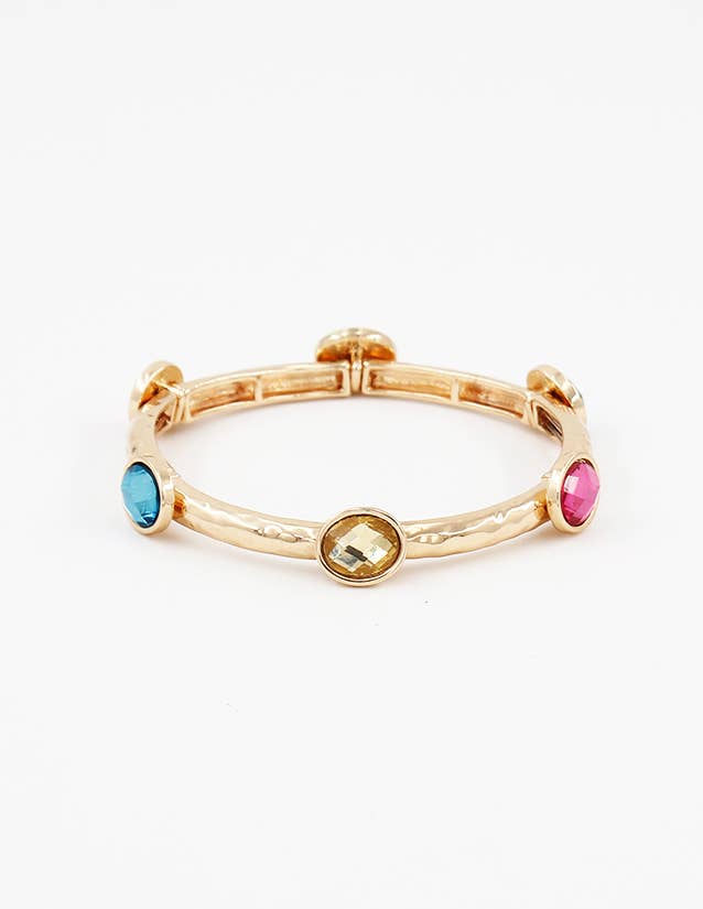 Pretty Persuasions - Wholesale Bangle Bracelet - B25034 Glass Bead/Faux Pearl Adorned Stretch Bangle Bracelet5