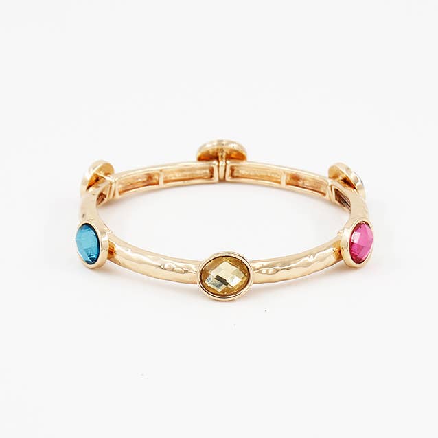 Pretty Persuasions - Wholesale Bangle Bracelet - B25034 Glass Bead/Faux Pearl Adorned Stretch Bangle Bracelet5