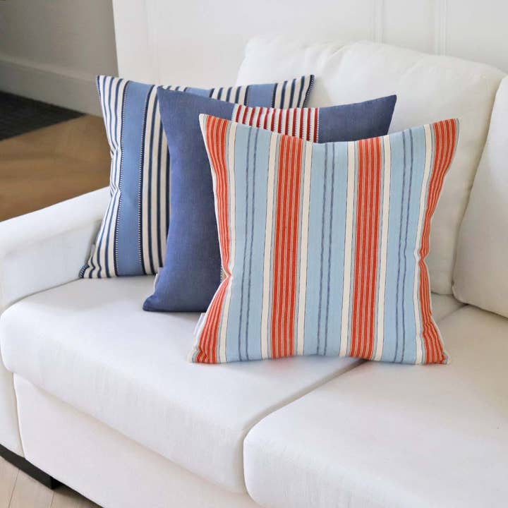 Biggie Best - Vendita all'ingrosso Cuscini decorativi - CUSCINO A RIGHE GREYTON BLU E ROSSO 50 X 50 CM (W)