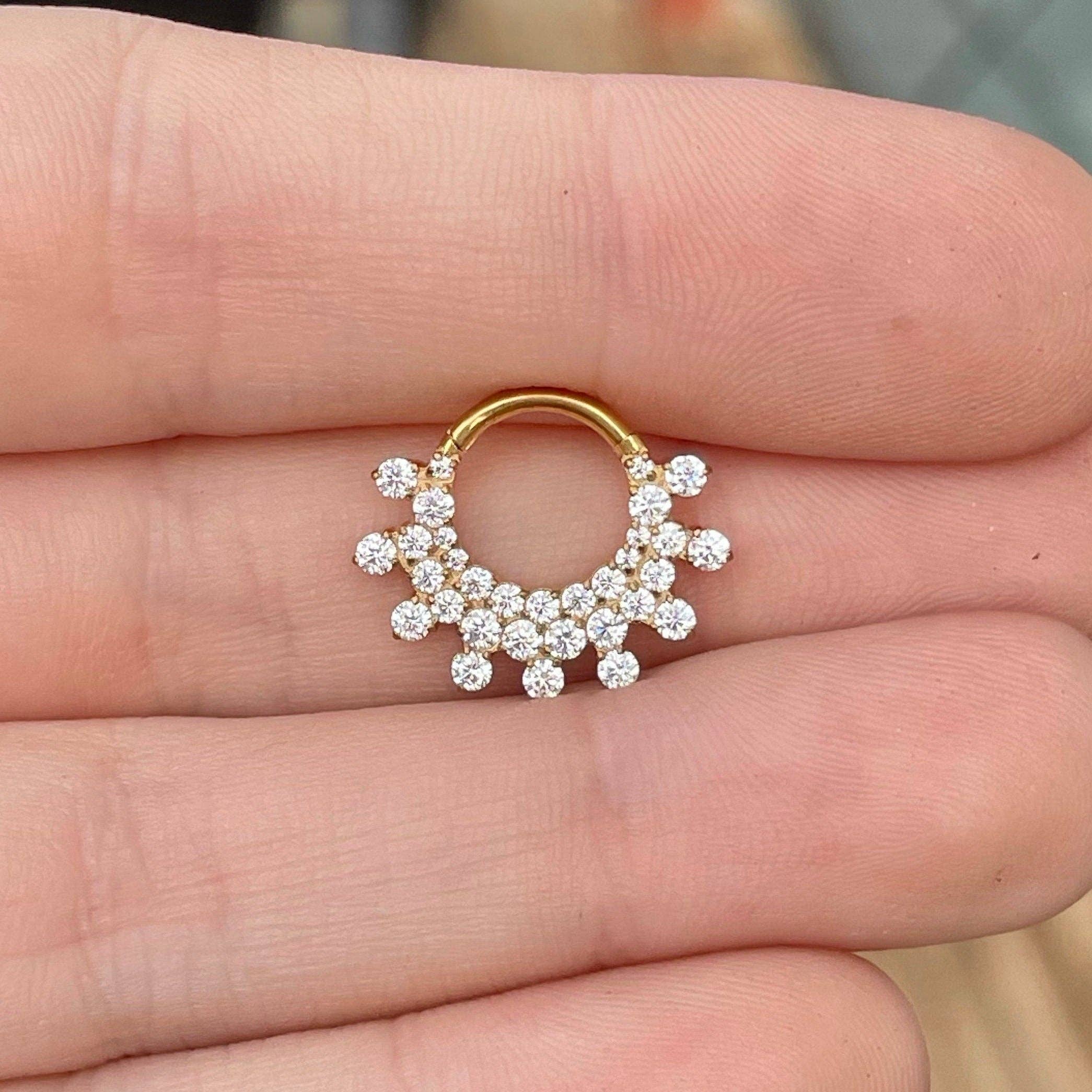 Elara Body Jewelry - Wholesale Single Earring - Gold Titanium Daith Earring (16G | 8mm or 10mm | Titanium | Gold or Silver)0