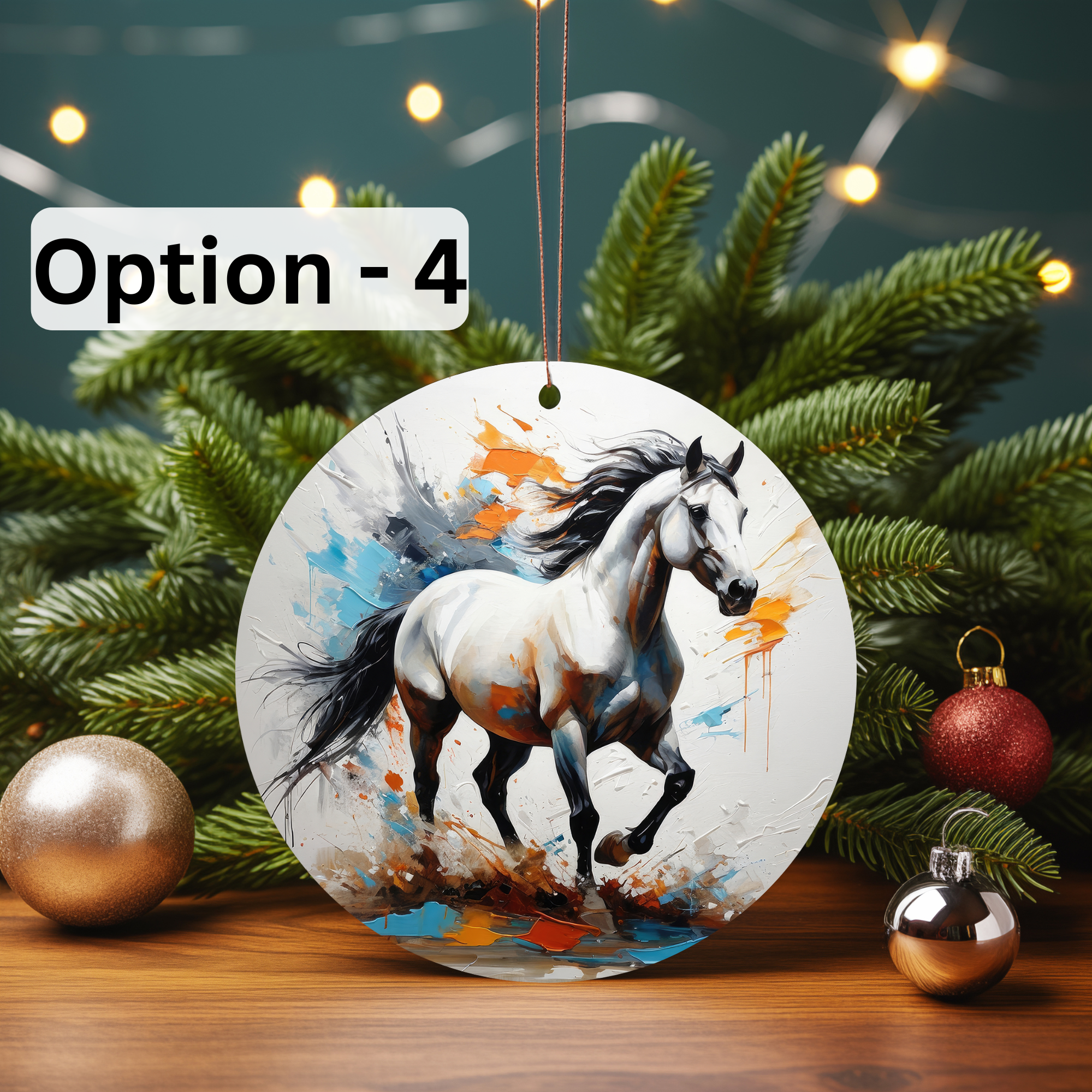 Dark Horse Dream Designs LLC - Wholesale Ornament - 3D Oil Painting Horse, Cermaic Christmas Ornaments5
