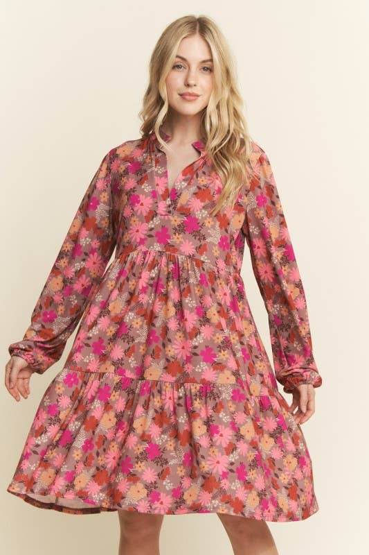 MOKA MULTI ABITO MINI A BALZE FLOREALE CON COLLETTO ALLA COREANA ED6794-12 in vendita all'ingrosso su Faire9