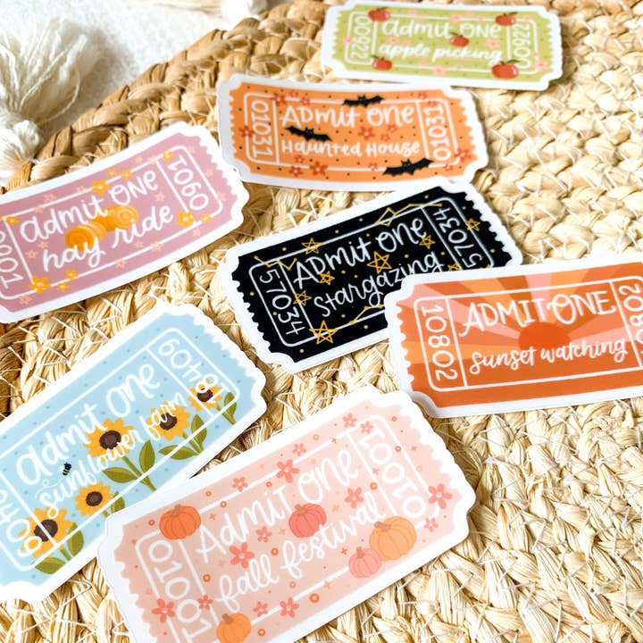 Elyse Breanne Design - Vente Autocollant - Autocollant Admit One Transparent Sunset Watching, 2,7 x 1,5 po.2