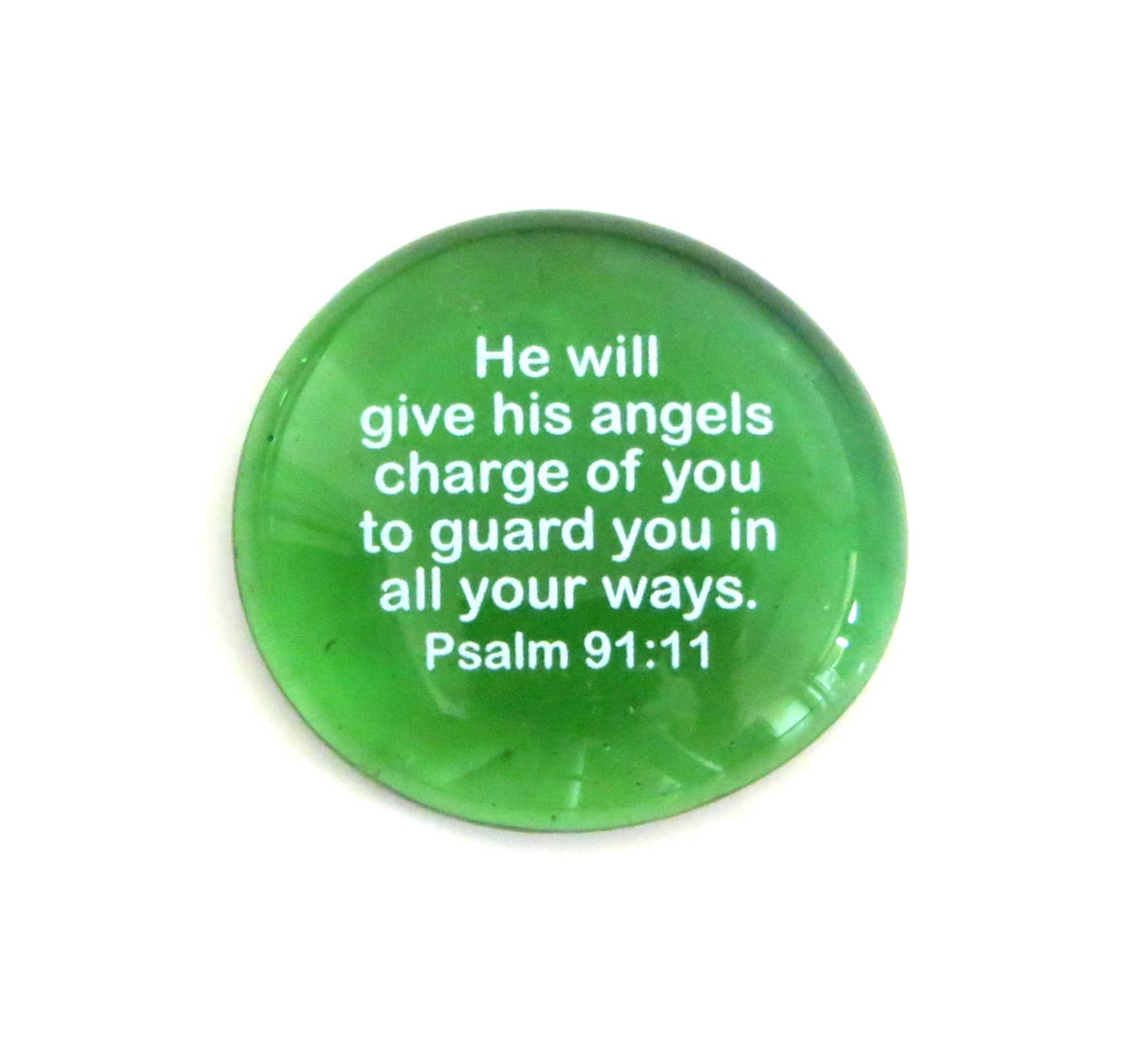 Lifeforce Glass, Inc. – wholesale Keepsake coin/token – Scripture Glass Stone: He Will Give His Angels...Psalm 91:114