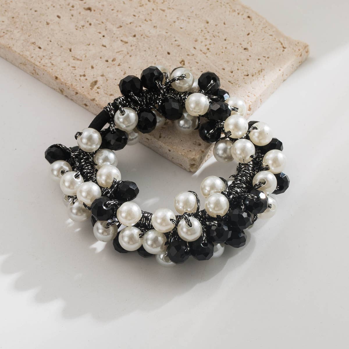 ACCITY - Wholesale Hair Tie - Colorful Crystal Beaded Ponytail Hair Tie_CWAJE059071