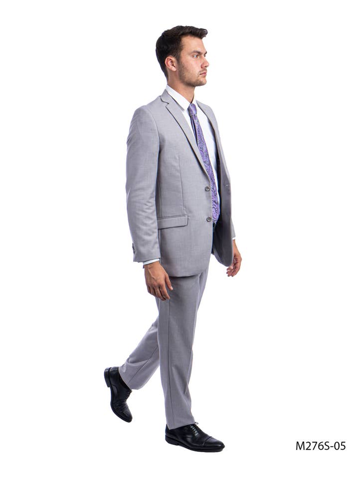 Mens Hybrid Fit 3pc Suit (Coat, Vest, Trousers), Light Grey for wholesale on Faire