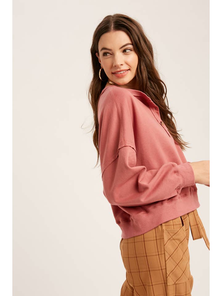 Listicle - Wholesale Knit Top - Women's - Henley Button Soft Knit Top LT11127