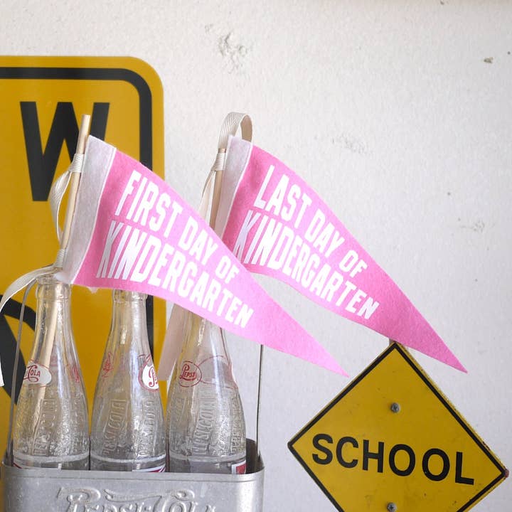 First Day Last Day School Pennant - PINK for wholesale by The Letterman Co