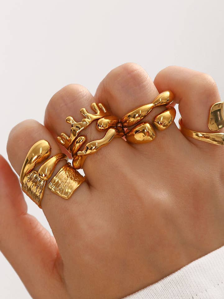 Irregular Adjustable Punk Simple Rings DP25A719 for wholesale by Dipped Shop