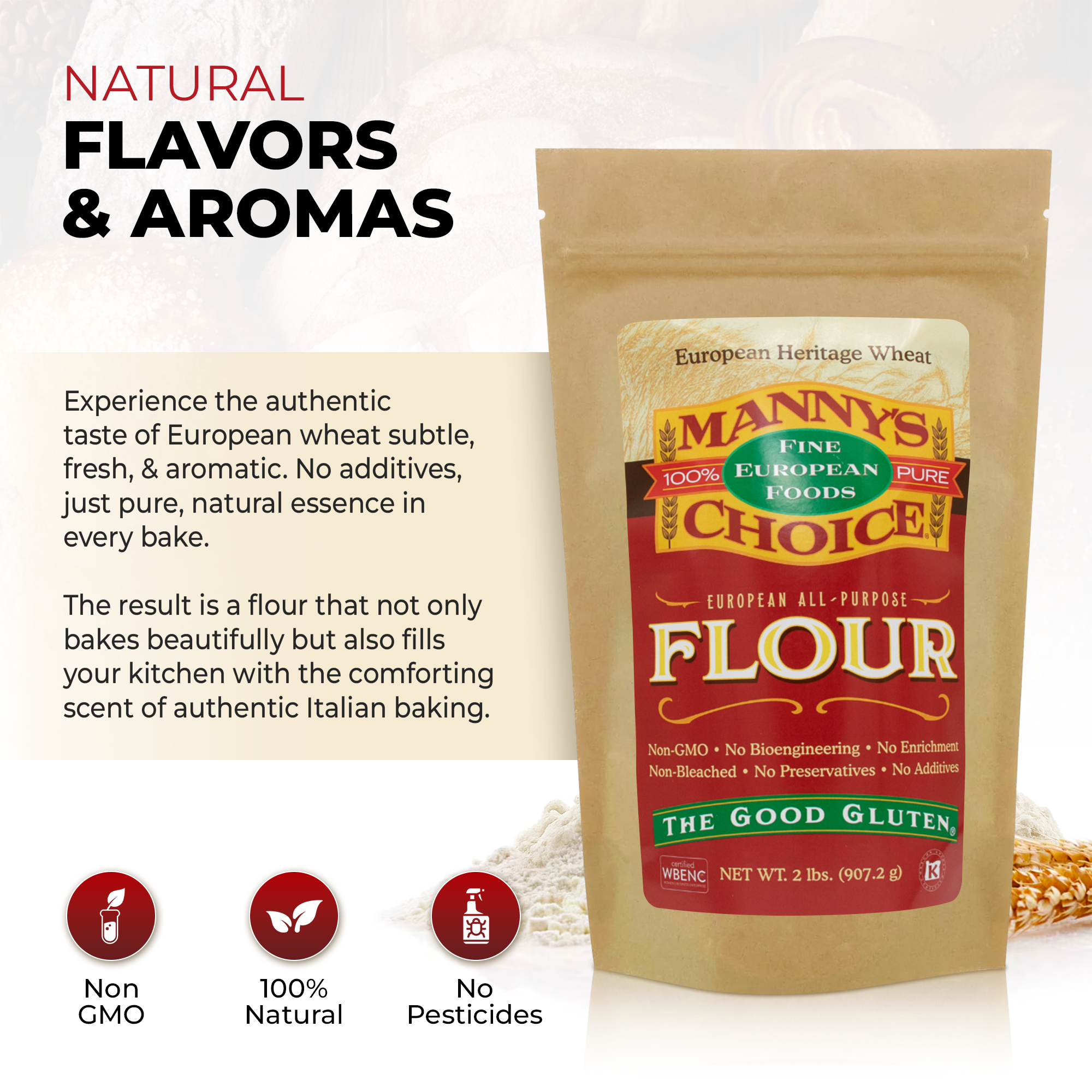 Manny’s Choice - Wholesale Meel - All-purpose natuurlijke type 0 bloem – 100% Europees tarwe, 2lbs1
