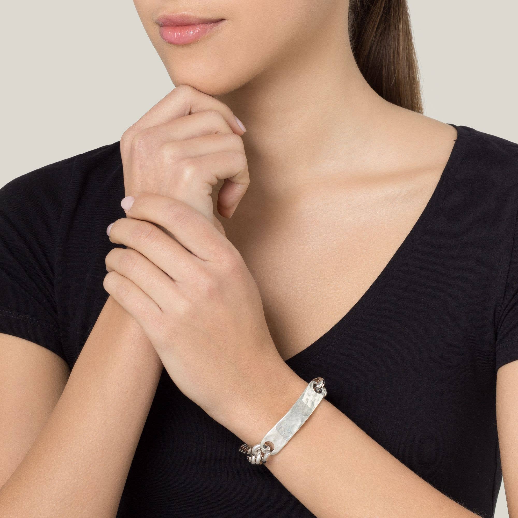 Gloria Mago – Engroshandel Armbånd med led og kæde – Forsølvet link armbånd1