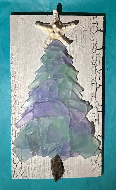 A SEAGLASS CREATION/SALTY SIGNS DESIGNS - Wholesale Artificial Christmas Tree - Shabby Plank Seaglass Christmas Tree w/o lights  - 10 in5