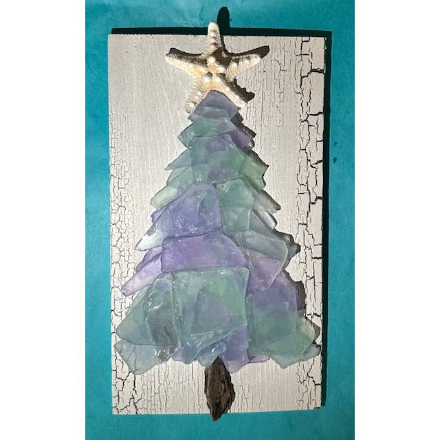 A SEAGLASS CREATION/SALTY SIGNS DESIGNS - Wholesale Artificial Christmas Tree - Shabby Plank Seaglass Christmas Tree w/o lights - 10 in5