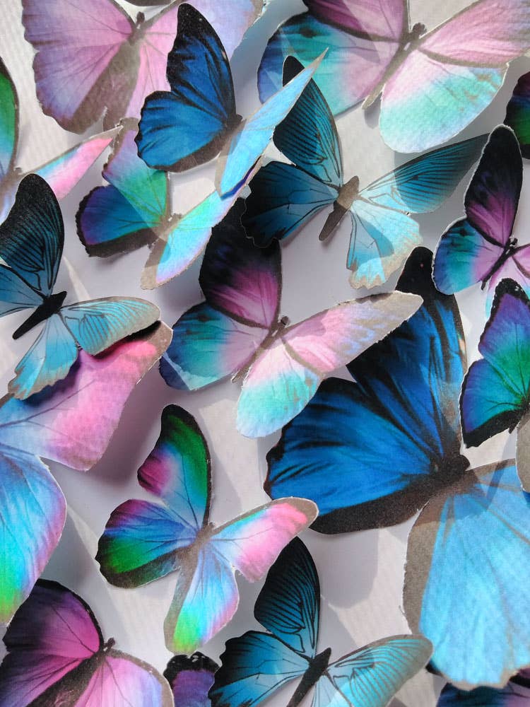 Homespun Parties - Vente Décoration pour cake/cupcake - Décorations de gâteaux en papier comestible avec papillons aux couleurs paon3