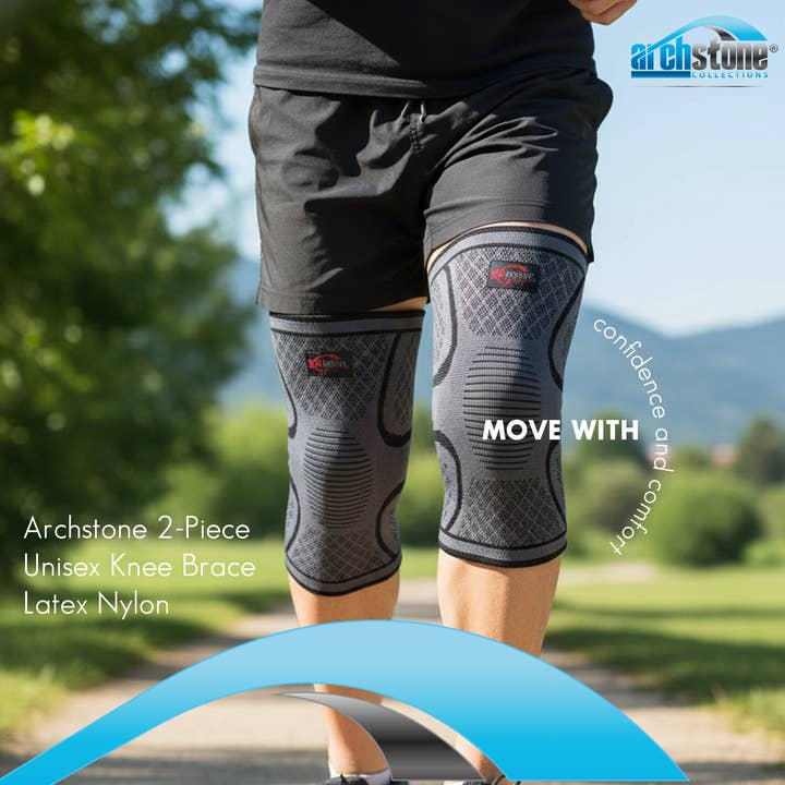 Archstone Collections - Wholesale Knee Sleeve - Archstone 2-Piece Unisex Knee Brace - Latex Nylon2