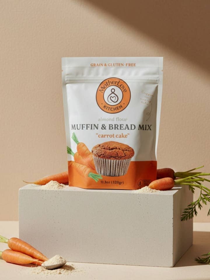 Worteltaart Muffin & Broodmix voor wholesale door MotherLove Kitchen