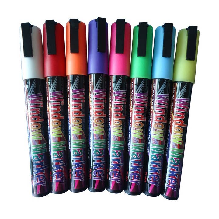 8 Multi-Color Highlighter Fluorescent Liquid Chalk Marker Pen for LED Writing Board 13160 for wholesale by FIXTUREDISPLAYS