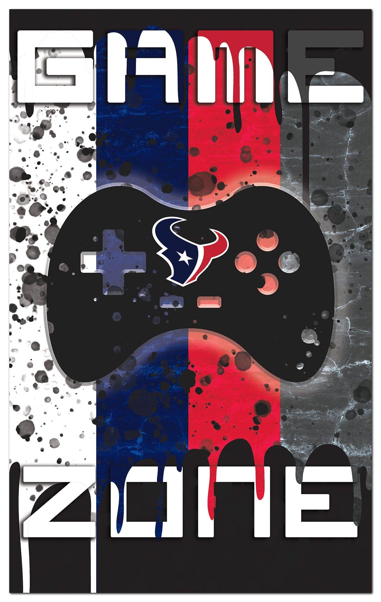 Fan Creations - Wholesale Sign - Houston Texans  Color Grunge Game Zone 11x190