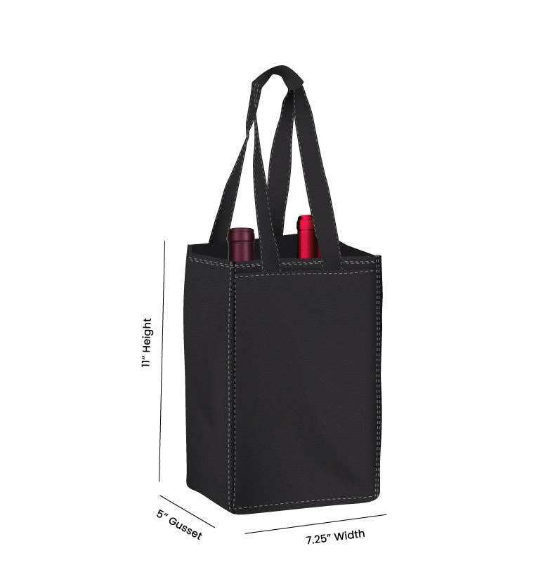 Non Woven Totes - Wholesale Wine Tote - Reusable 2-Bottle Wine Tote Bag-7.25x11x5 with Bottom Gusset | Custom Printed Wine Totes17