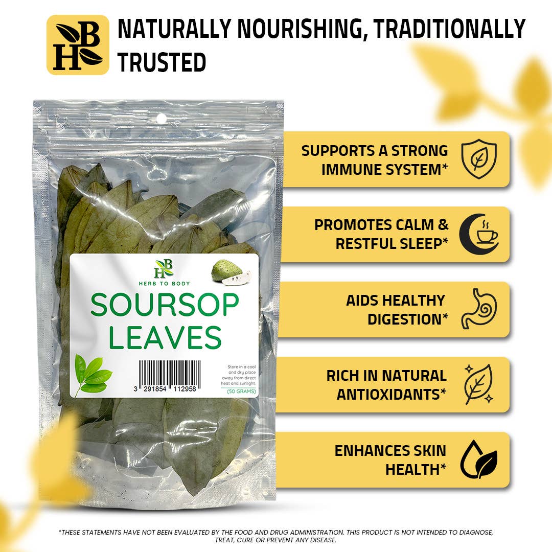 Herb To Body - Wholesale Loose Tea - Organic Soursop Leaves 50g - Dried Leaf | Hoja De Guanabana1