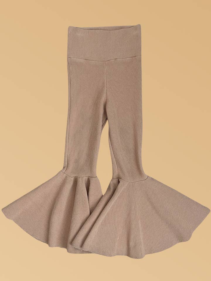 Tan Colored Girls Bell Bottom Flare Pants for wholesale by Char and Chlo