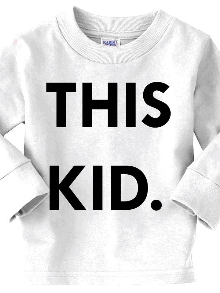 THIS KID SUPPLY CO. - This Kid Long Sleeve Tee - Black on White (Toddler & Youth sizes) for wholesale by This Kid Clothing Co.