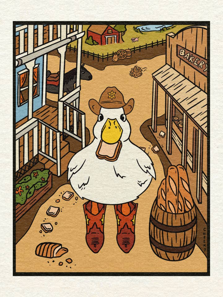 Cowboy Duckie Art Print for wholesale by Cheeky Art Studio