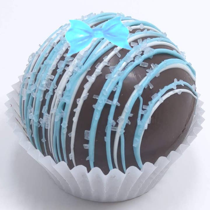 Wild Angel Treats, LLC - Venta al por mayor Preparado de chocolate caliente - Bombas de chocolate caliente artesanales grandes para baby shower, color azul