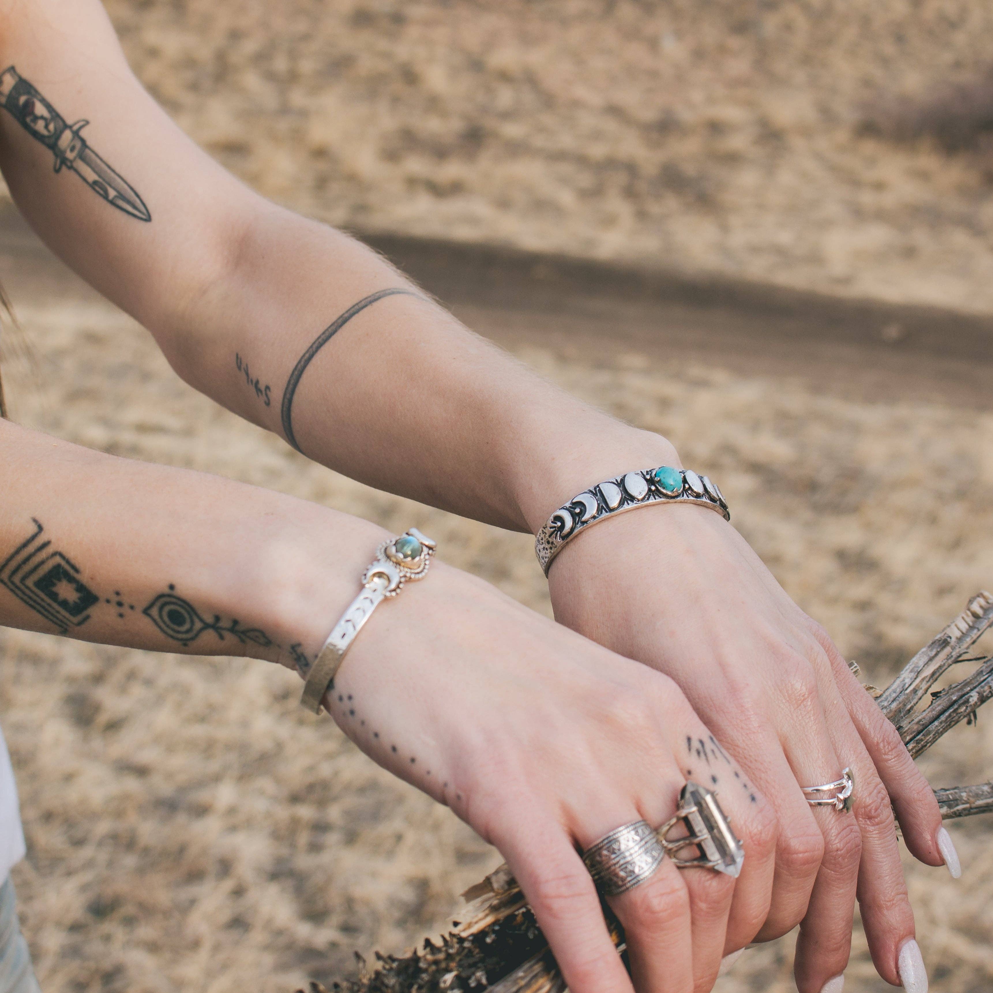 Hiouchi Jewels | Rose & Bolt Grateful Dead Jewelry - Wholesale Cuff Bracelet - Moon Phases Cuff Bracelet | Turquoise10