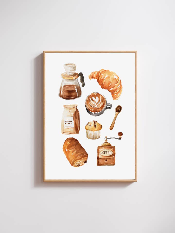 Stampa artistica Colazione con caffè per la vendita all'ingrosso da parte di Alba Moreno Illustration