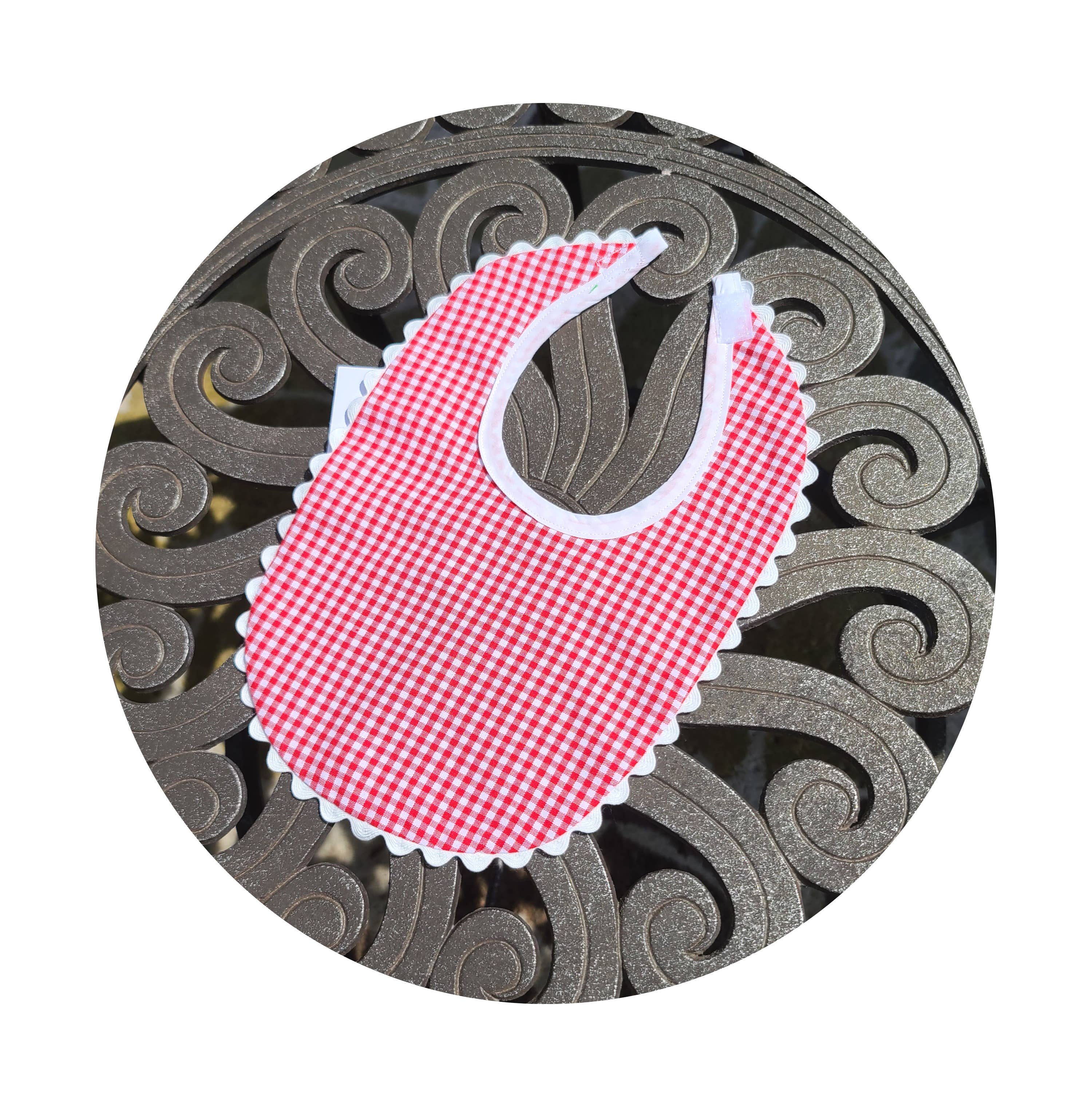 THE ROYALTY COLLECTION - Wholesale Bib - Baby - Gingham Baby Bib With Ric Rac6