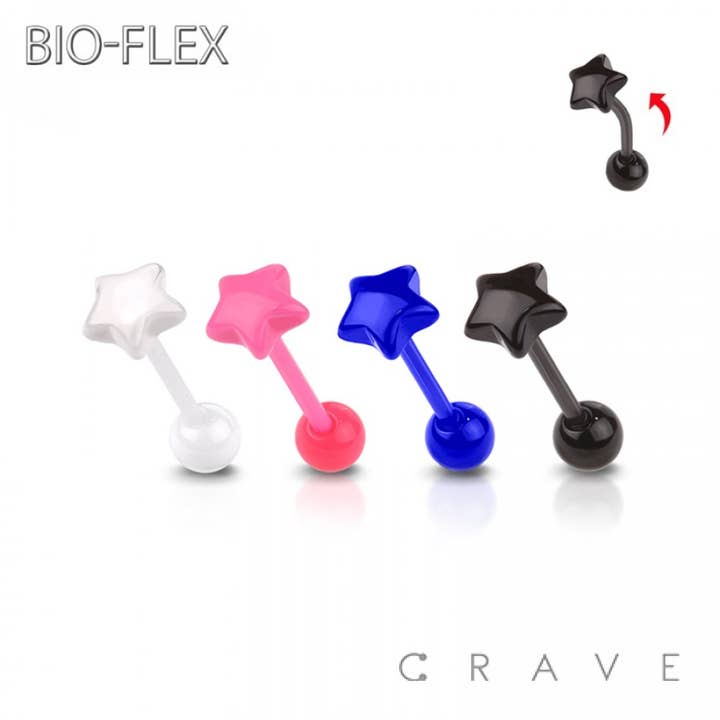 CRAVE – wholesale Ansikts-/kroppskedja – AKRYL STJÄRNA BIO-FLEX TUNGAN SKIVSTÅNG5