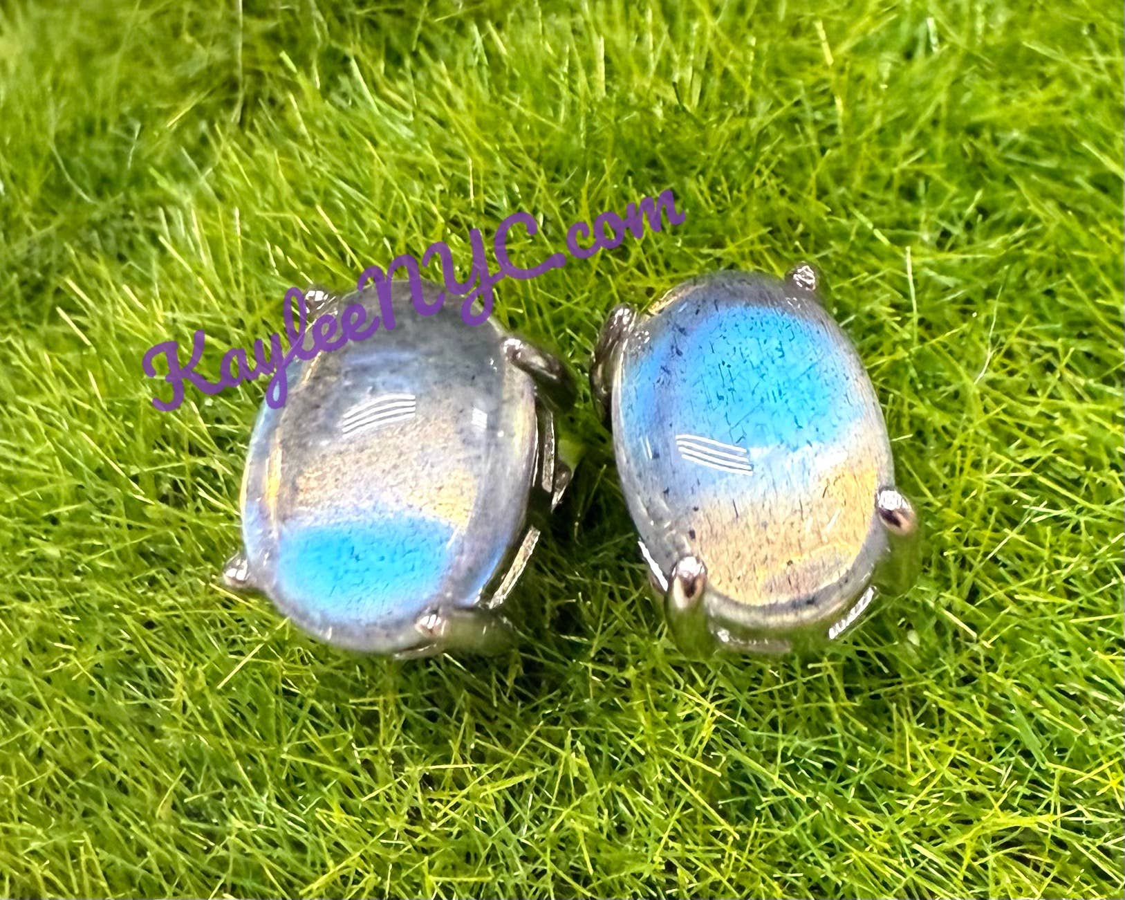 KayleeNYC - Wholesale Stud/Post Earrings - Natural Labradorite sterling Silver925 Earring Studs2