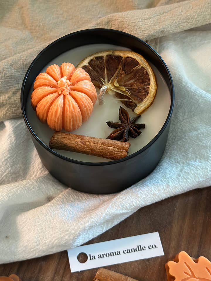 Efterårsgræskar-design lysglas/ 8oz for engroshandel hos LA AROMA CANDLE CO.