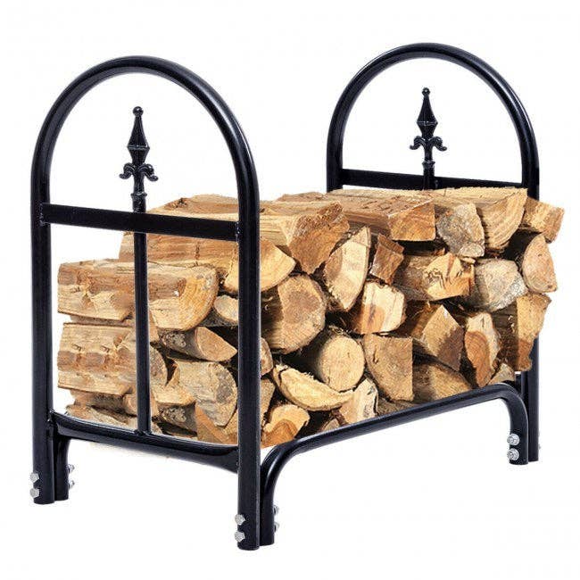 Black 2 Feet Outdoor Heavy Duty Steel Firewood Storage Holder for wholesale on Faire