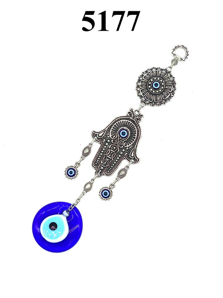 Decorazione da parete con fiore di Hamsa e vetro Evil Eye #5177 per la vendita all'ingrosso da parte di Lucky Eye