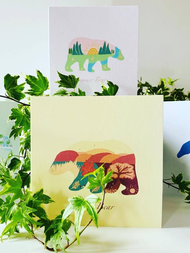 Gratulationskort Seasons Bears - Vinterbjörn för wholesale av Faodail Studio