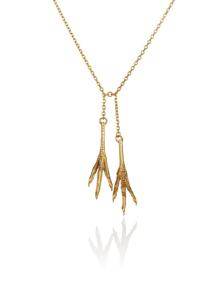 Chicken Feet Necklace Double Gold Plated for wholesale by David&Martin Jewellery