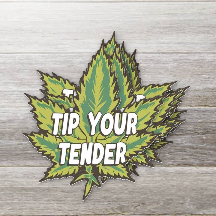 Tip: je sticker met malse cannabisbladeren voor wholesale door Ozark Sticker Company