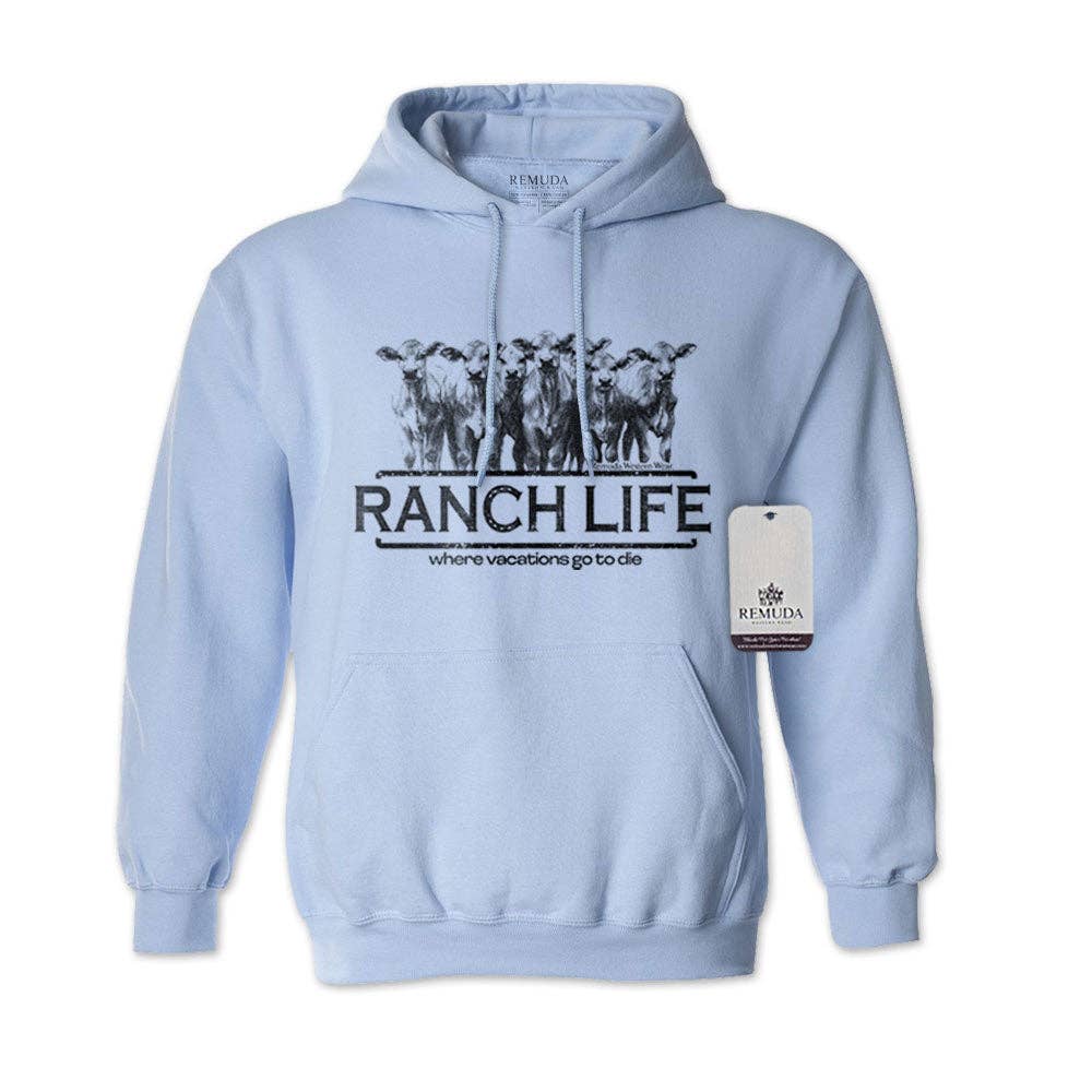 Remuda Western Wear - Wholesale Hoodie - Unisex - Ranch Life: Where Vacations Go To Die - Adult Unisex Western Hoodie4