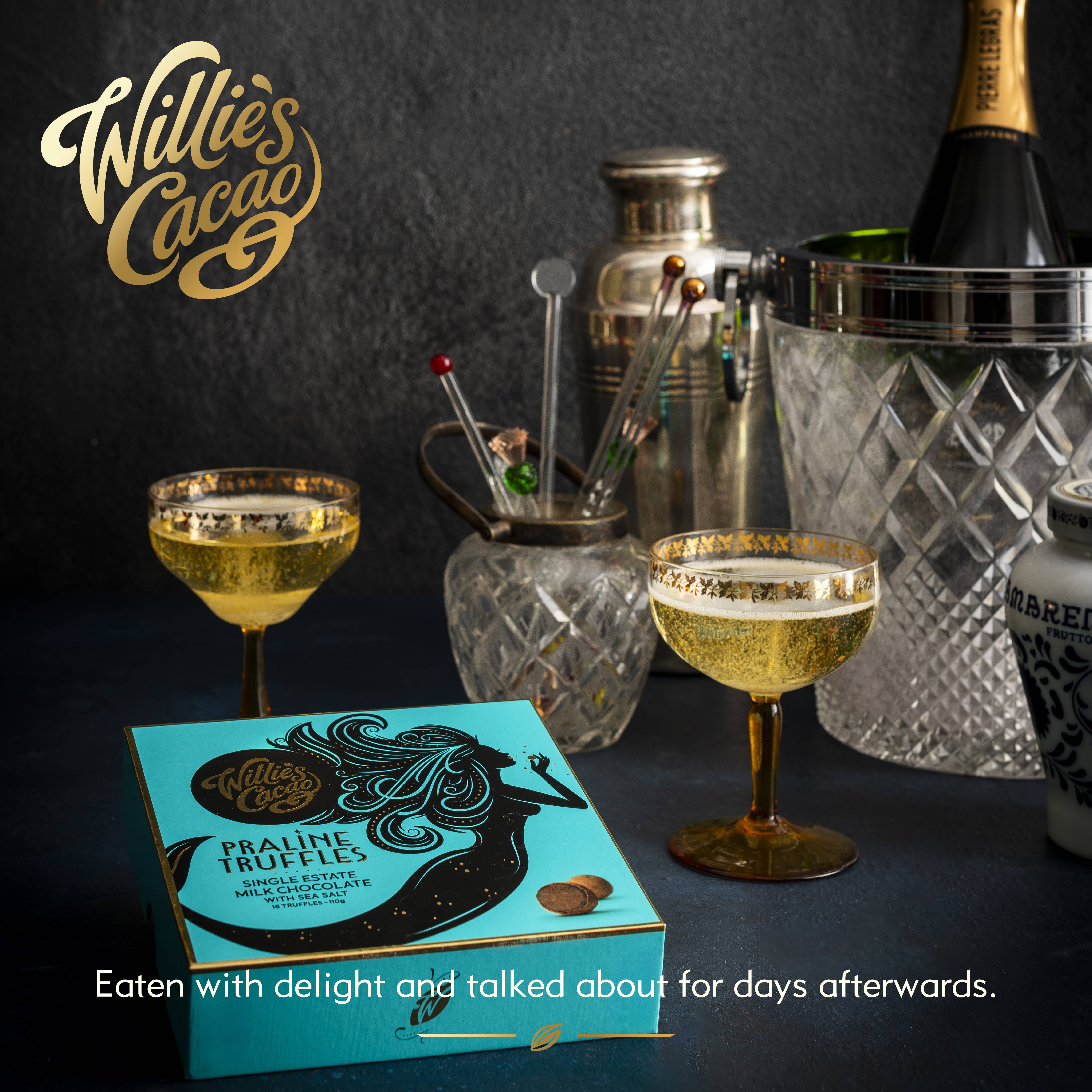 Willie's Cacao - Wholesale Chocolate Box - Milk Chocolate Praline Truffles w Sea Salt. 16 truffles 110g1