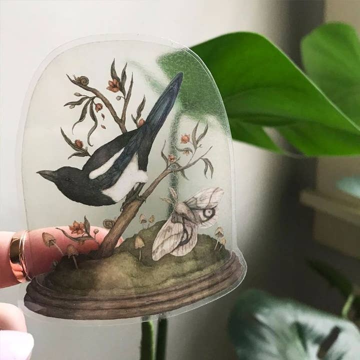 Jessica Roux Illustration - Wholesale Sticker - 2.6” x 3.1” One for Sorrow Semi-transparent Sticker2