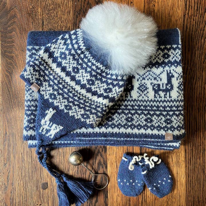 Alpaca Fair Isle Baby Blanket / Shawl - Limited Edition for wholesale by Samantha Holmes Alpaca Clothing and Gifts