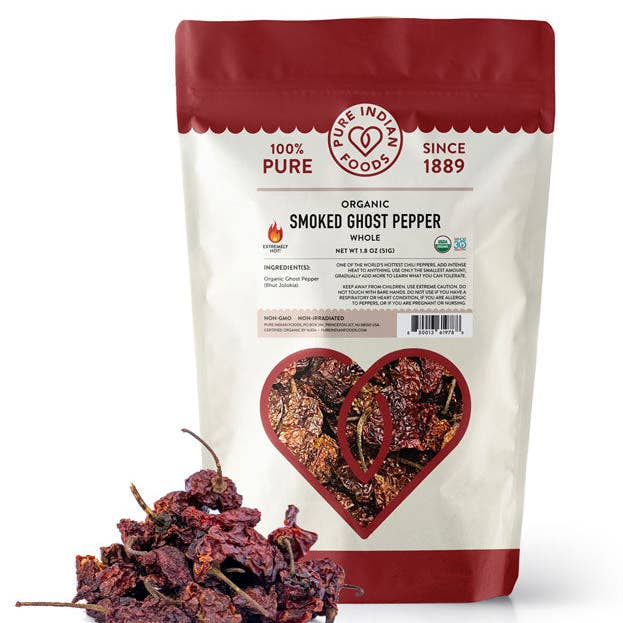 Pure Indian Foods - Wholesale Dried Spice - Ghost Pepper (Smoked Bhut Jolokia), Certified Organic3