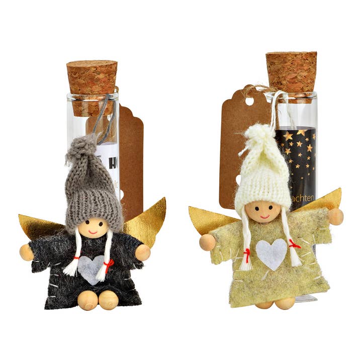 Wurm - Wholesale Christmas Card - Cash gift test tube with glass angel, 2-piece, (W/H/D) 6x11x5cm, 20 pcs. in display