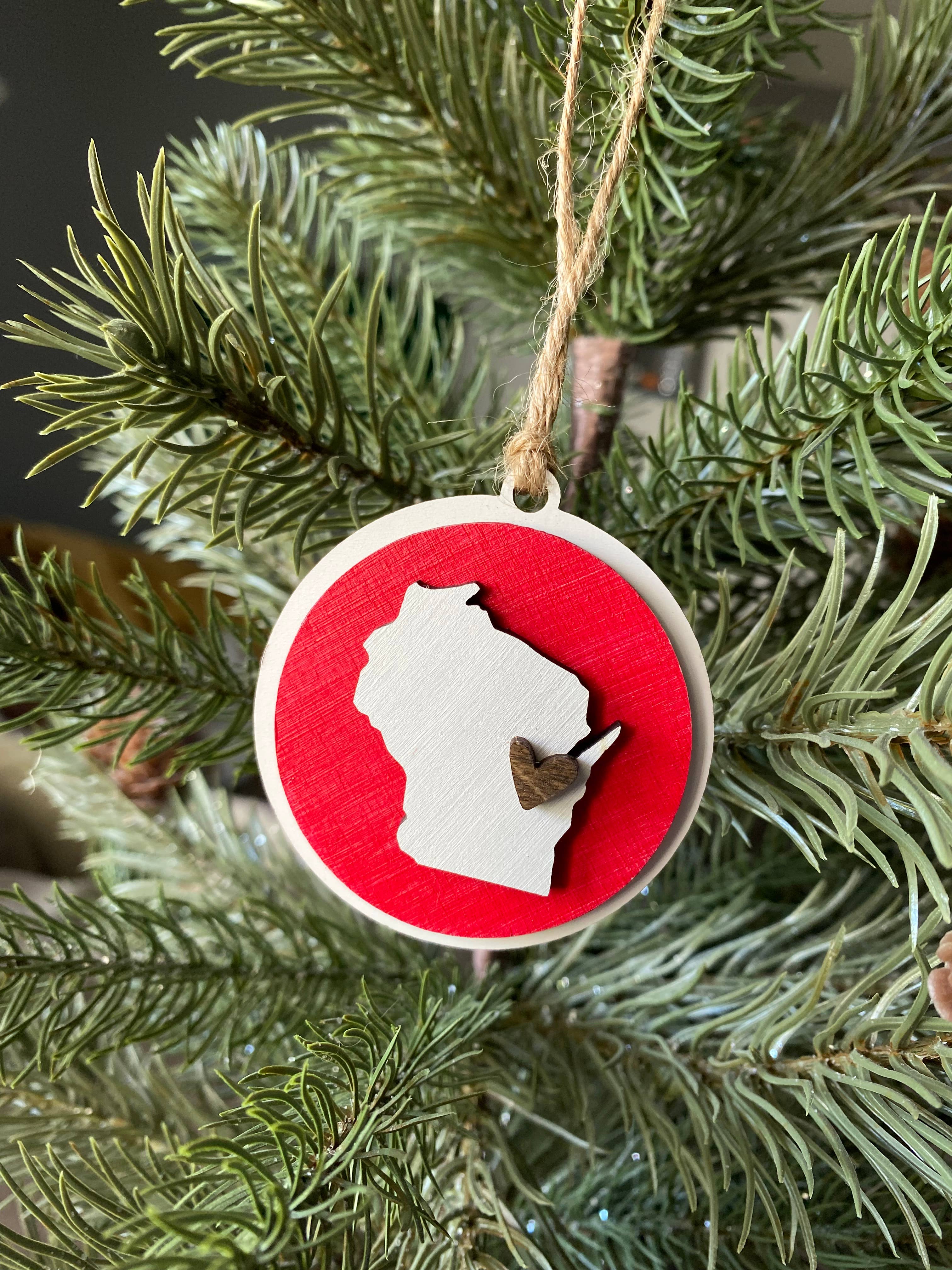 Novotny Designs - Wholesale Ornament Set - Handmade Wisconsin small round ornament with heart5